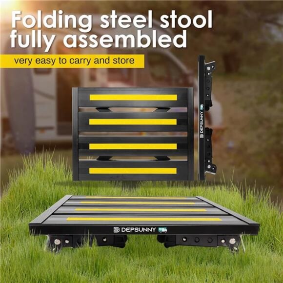 Adjustable Height Aluminum RV Step, Stable Foldable Platform Step Stool,Non-Slip - Picture 4 of 7